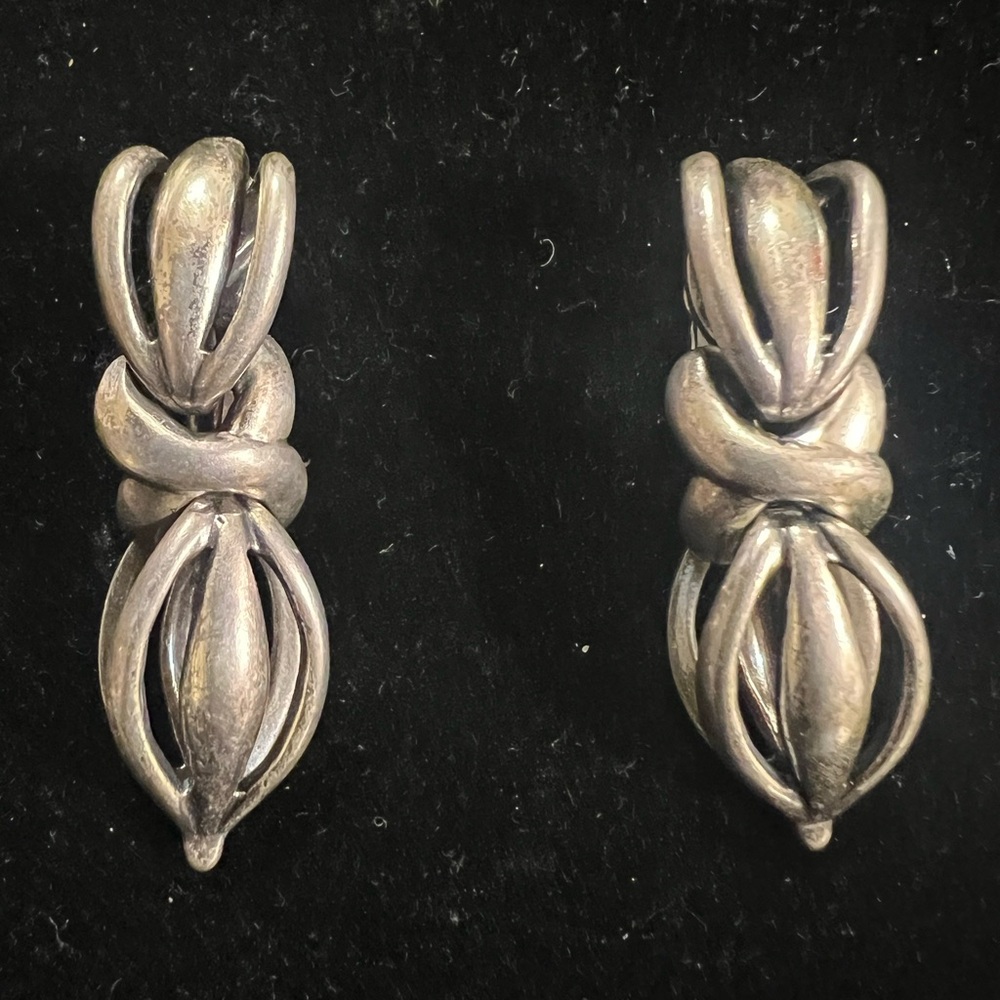 Vintage Estate Sterling Silver Napier Clip On Earrings